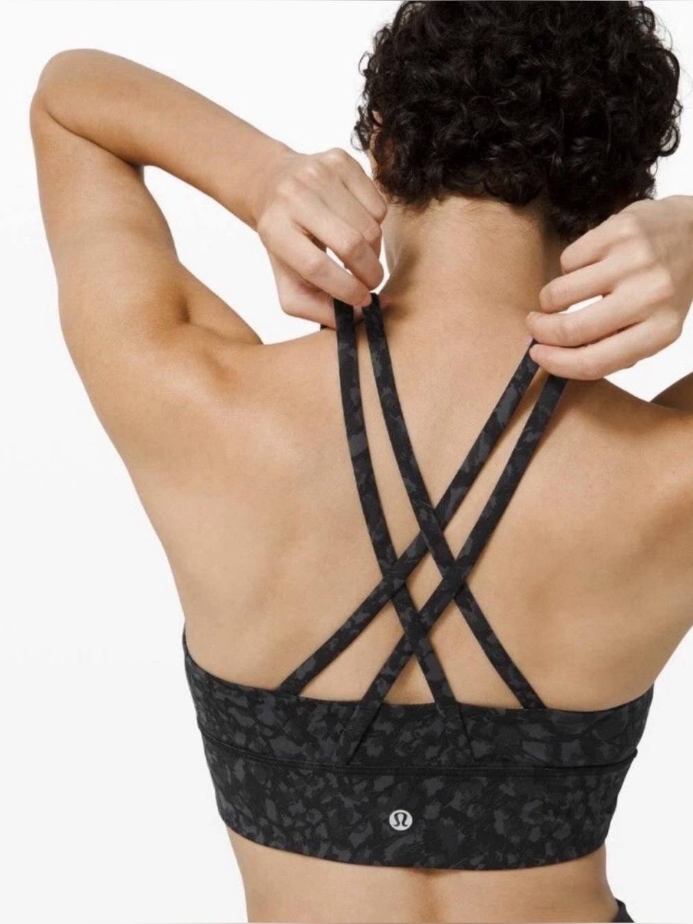 Lululemon Energy Longline Sports Bra Wild Thing Camo Gray/black Print Size: 3
